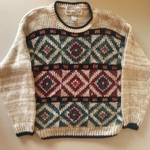 Vintage diamond multicolor knit sweater
